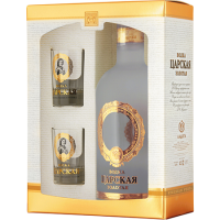 Водка Царская Золотая 40% 0,7л ПУ со стопками Россия фото