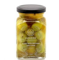 Оливки зеленые с/к с орегано и тмином Муверс 260мл  фото