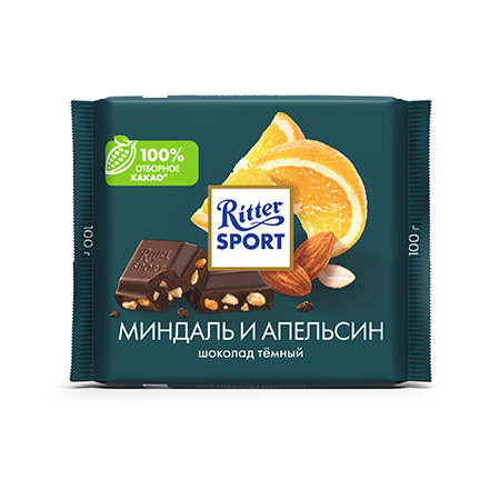 Ш/д Риттер спорт горький Миндаль и Апельсин 100г фото